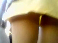 Cute yellow panties match perfectly this chics yellow skirt, don't you think so? 